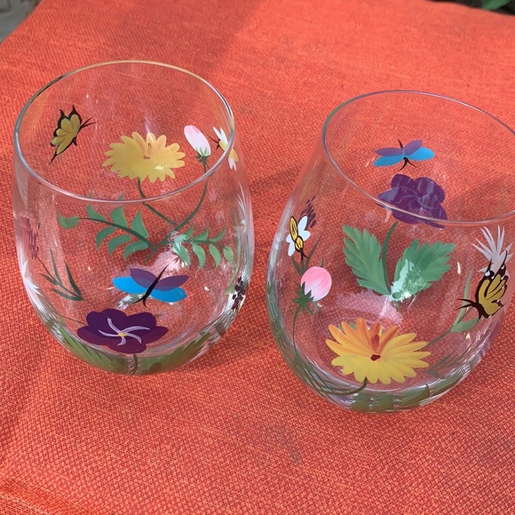 Aphorism Dining 2 Handpainted Stemless Wine Glasses Poshmark